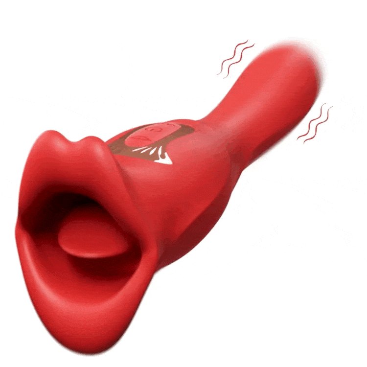 Red rose G-spot and clit vibrator with tongue-flicking tip, photo 1