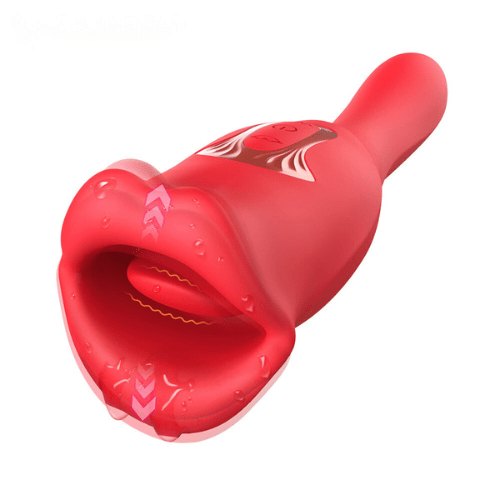 Red rose G-spot and clit vibrator with tongue-flicking tip, photo 3