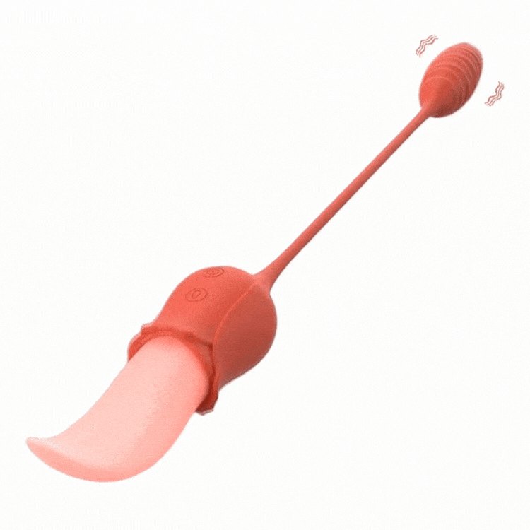 Red rose-shaped tongue-licking clit stimulator, photo 1