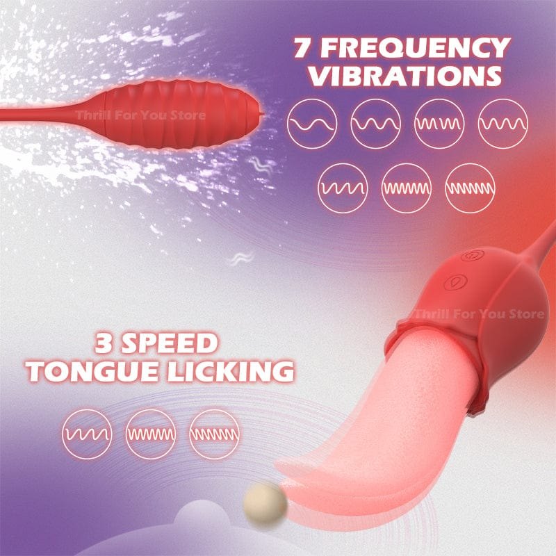 Red rose-shaped tongue-licking clit stimulator, photo 2