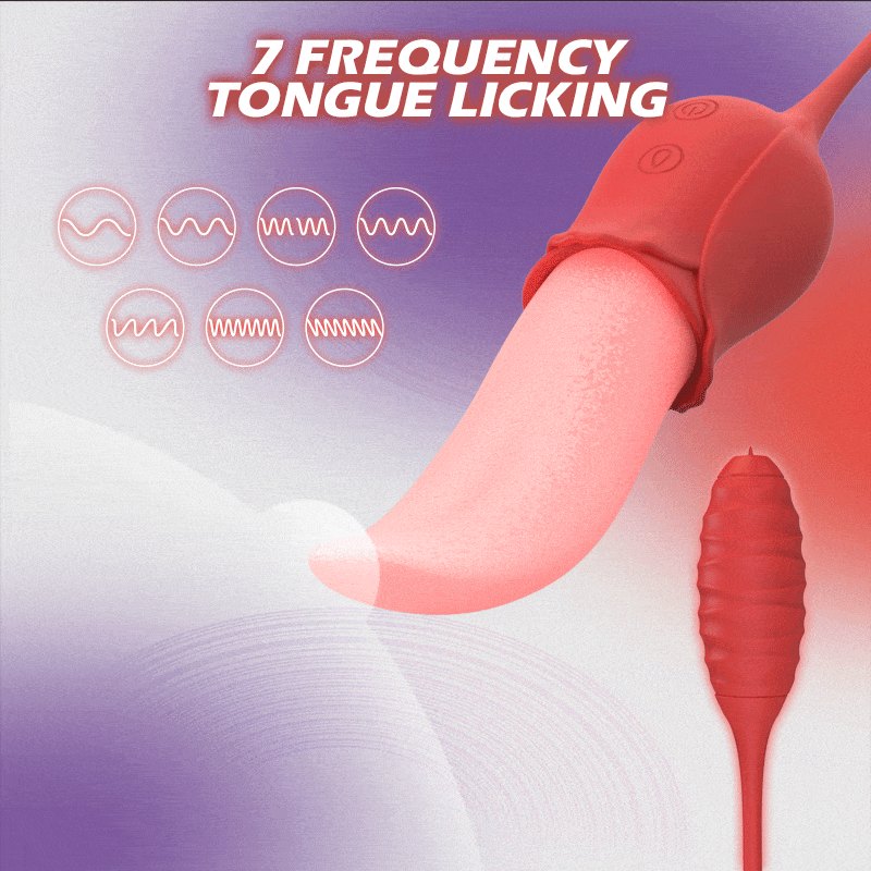 Red rose-shaped tongue-licking clit stimulator, photo 3