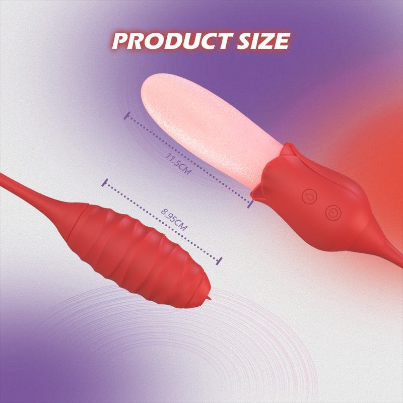 Red rose-shaped tongue-licking clit stimulator, photo 5