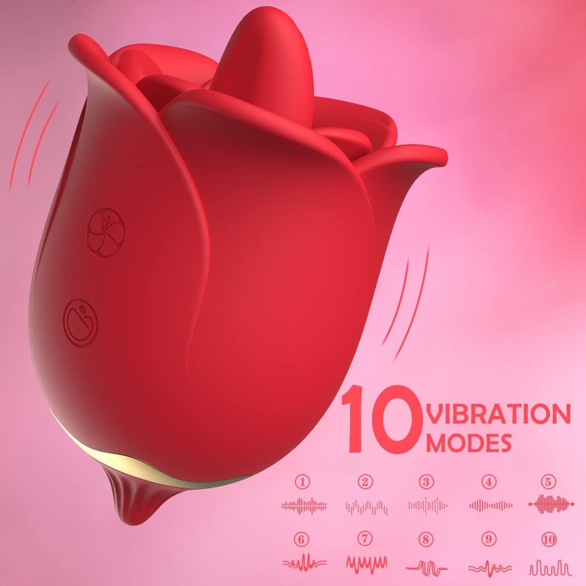Red silicone rose clit and nipple vibrator, photo 2