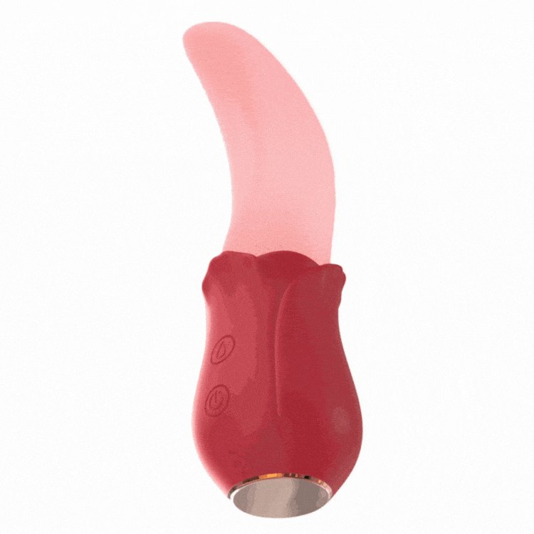 Red rose tongue licking clitoral vibrator, photo 1