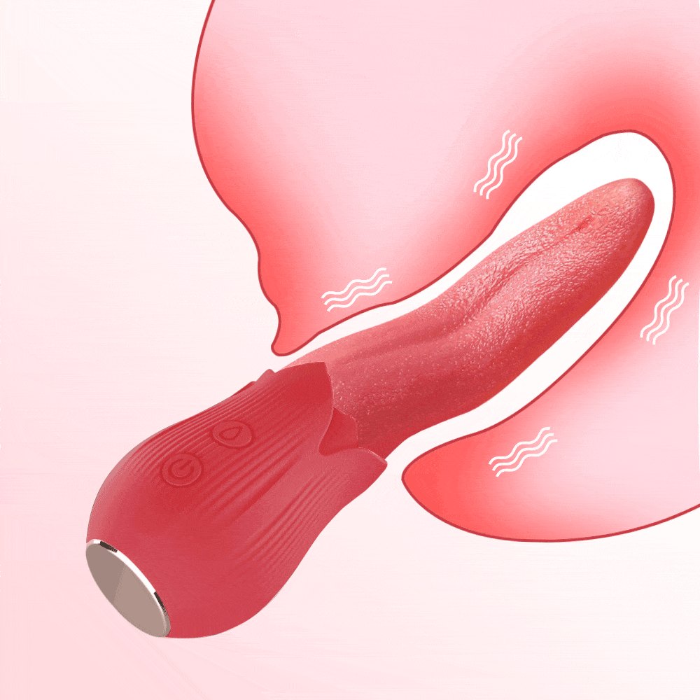 Red rose tongue licking clitoral vibrator, photo 2