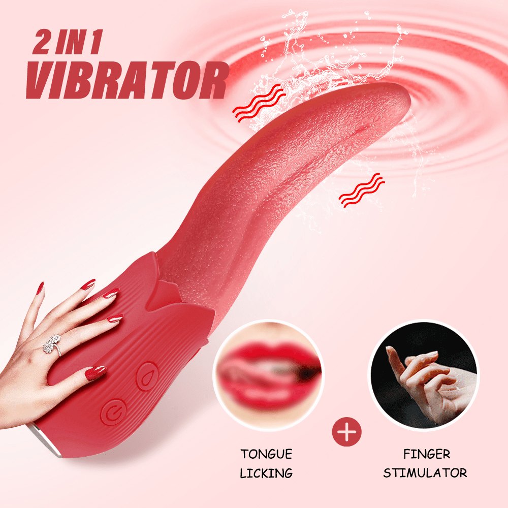 Red rose tongue licking clitoral vibrator, photo 4