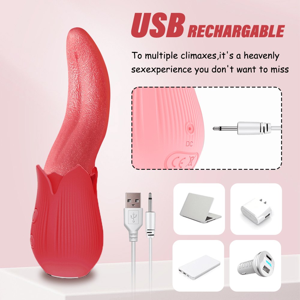 Red rose tongue licking clitoral vibrator, photo 5