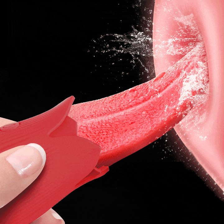 Red rose tongue licking clitoral vibrator, photo 8