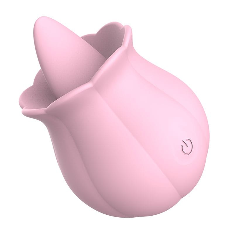 Pink rose shaped tongue licking clitoral vibrator