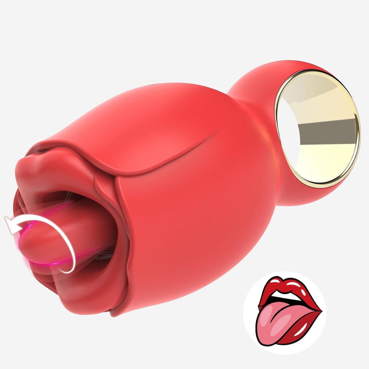 Red rose licking tongue vibrator, photo 1
