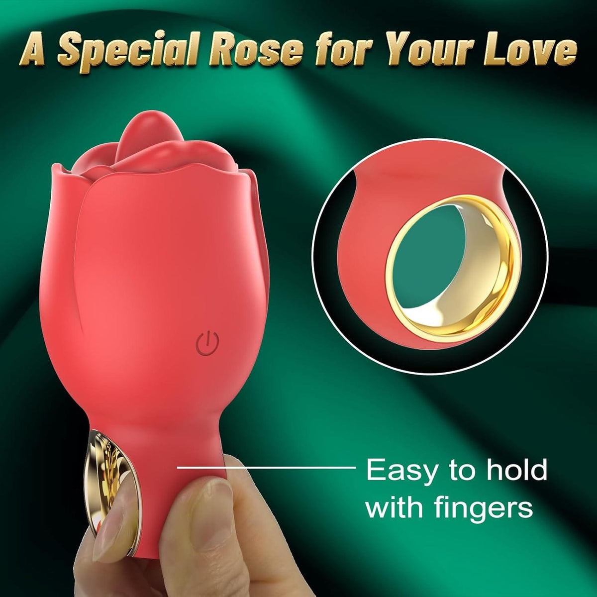 Red rose licking tongue vibrator, photo 4