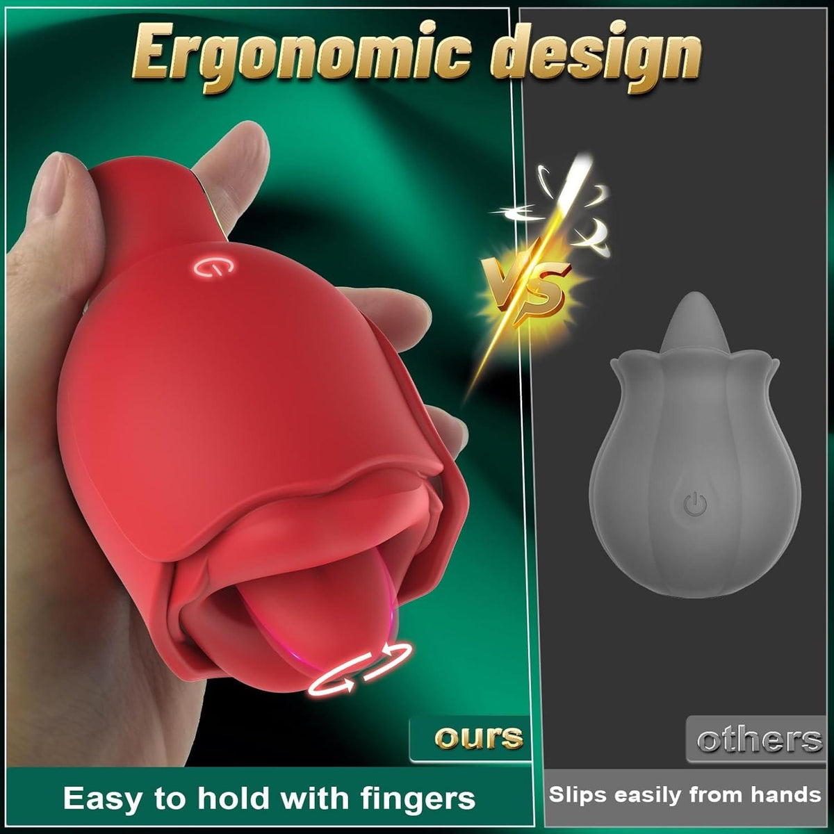 Red rose licking tongue vibrator, photo 5