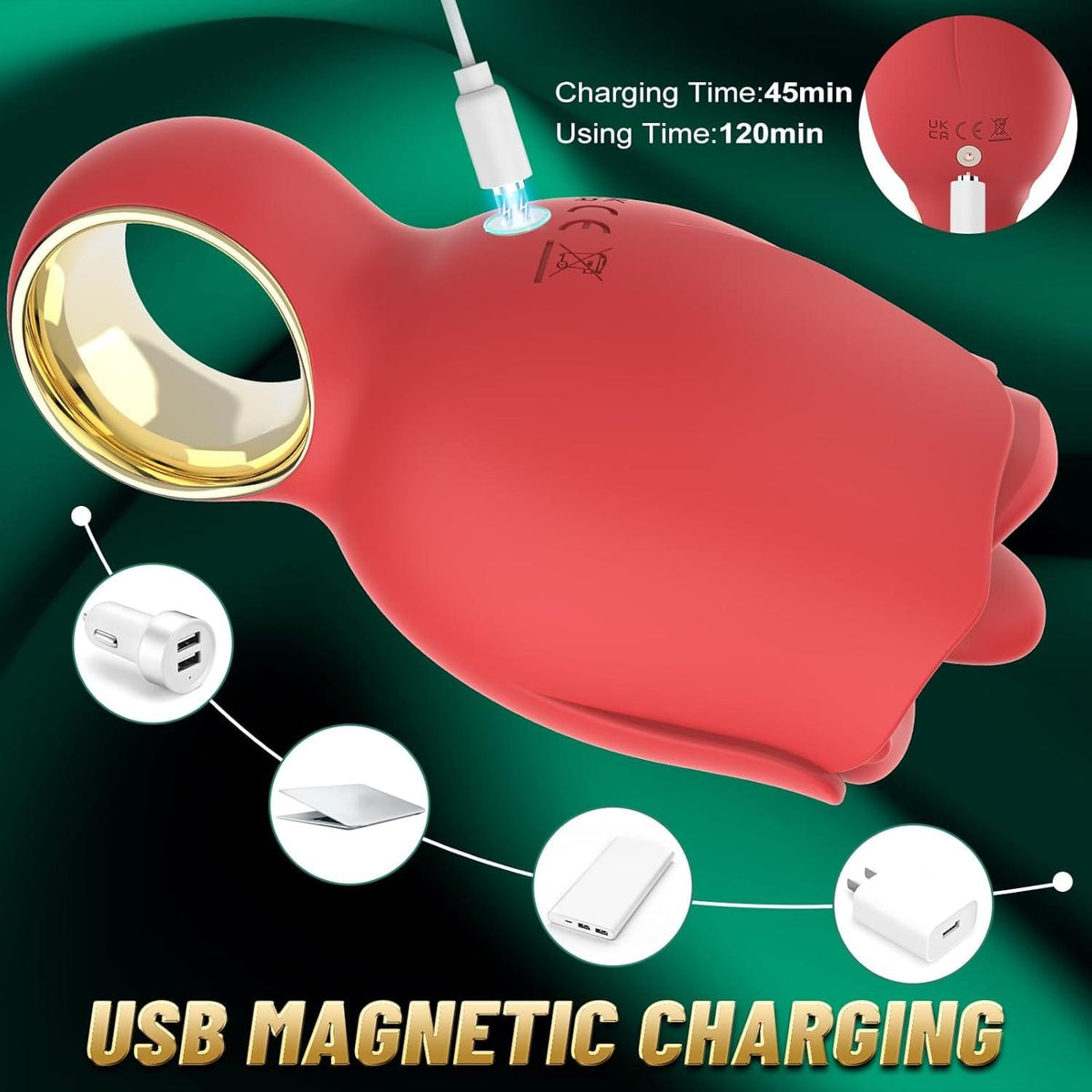 Red rose licking tongue vibrator, photo 6