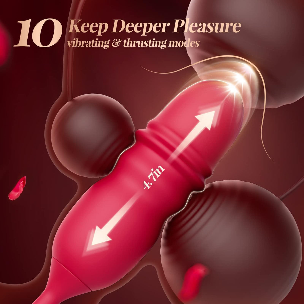 Pink rose toy with thrusting vibrator arm, photo 7