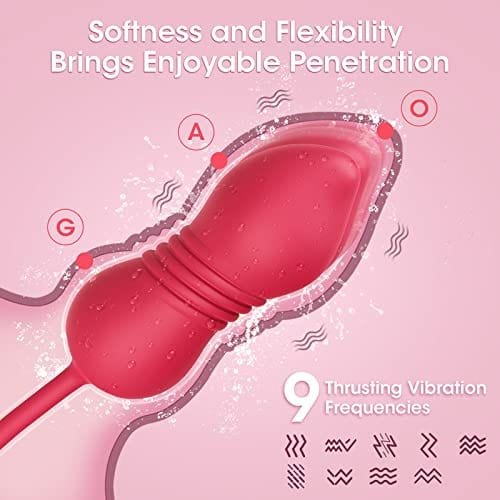 Rose red silicone tongue and egg vibrator, photo 3