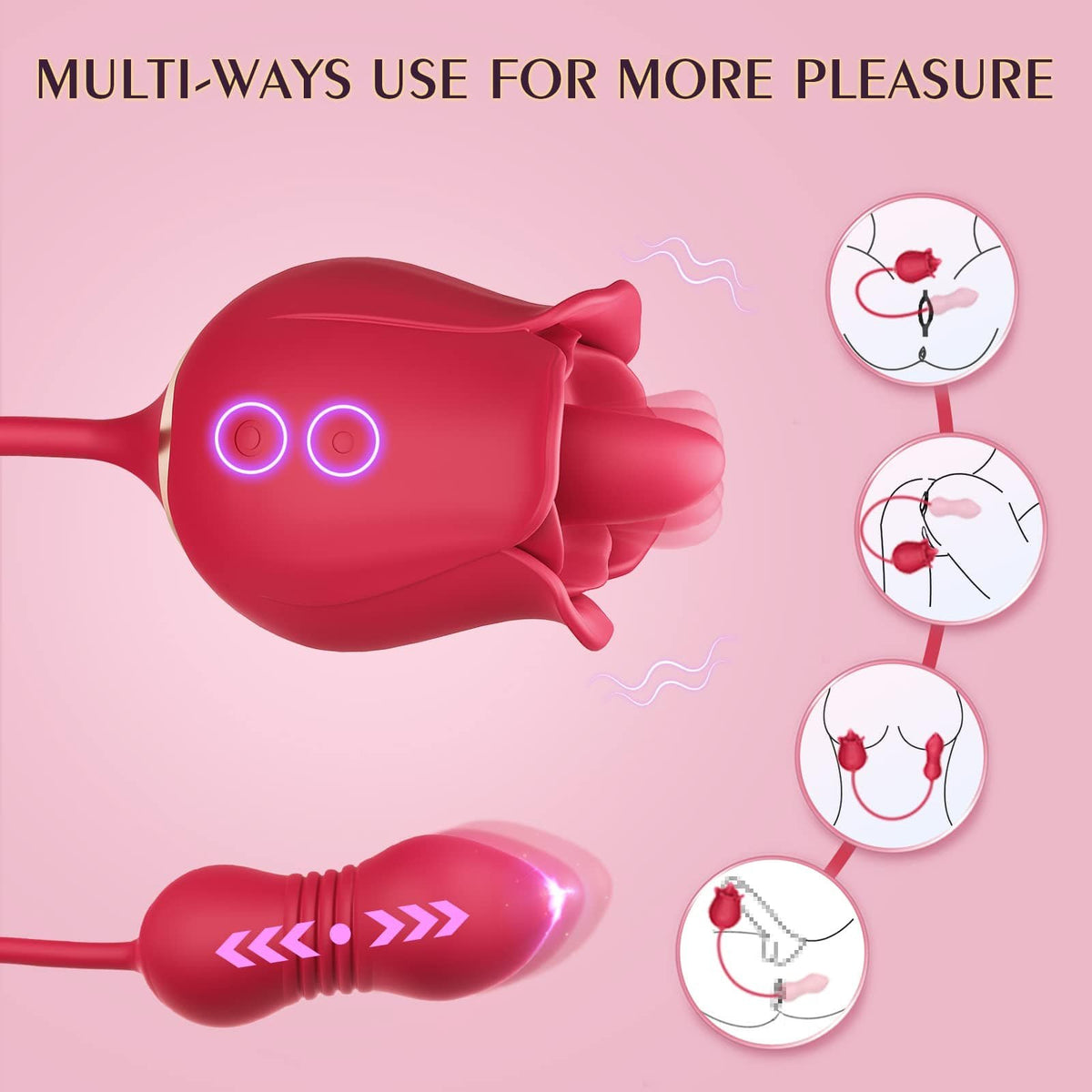 Rose red silicone tongue and egg vibrator, photo 6