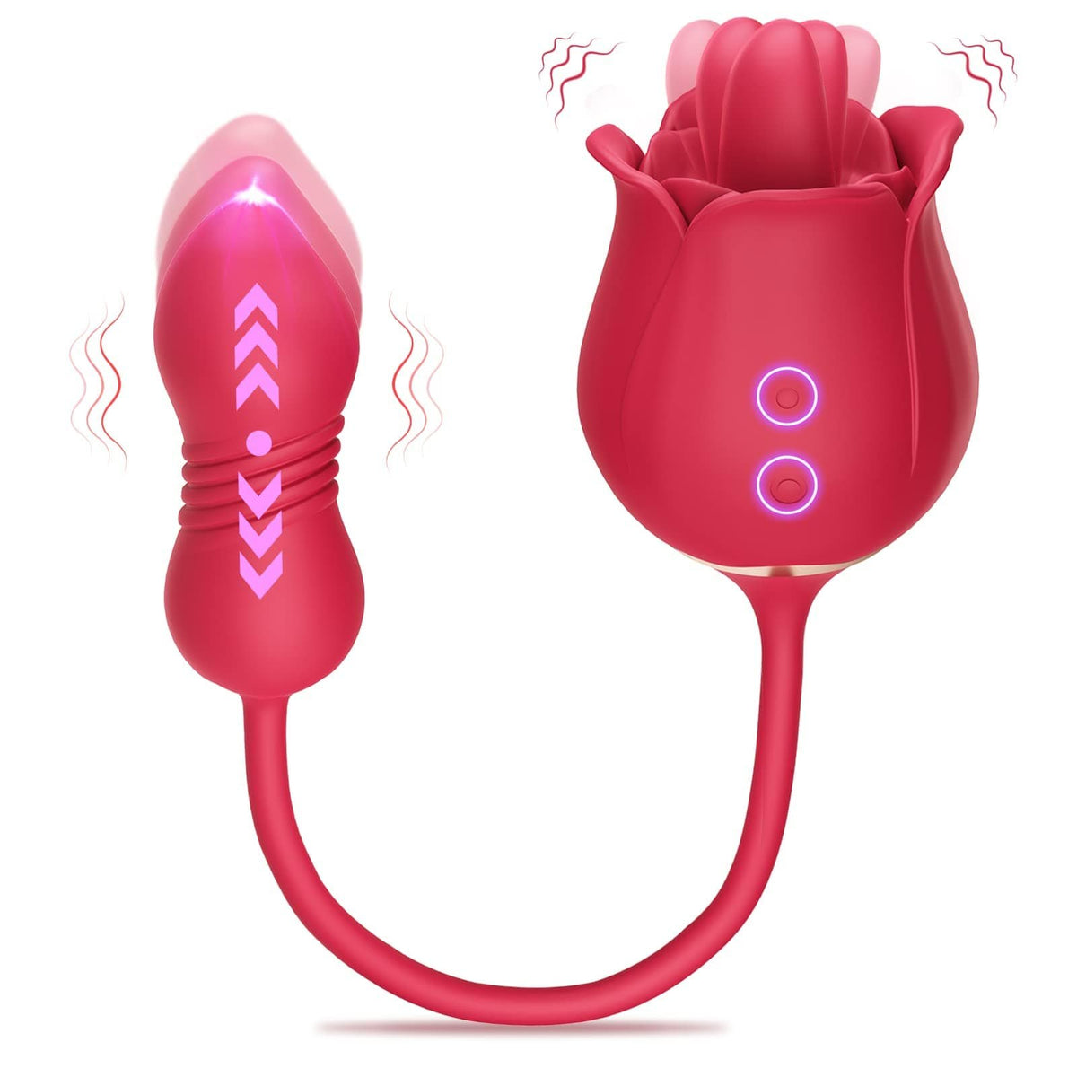 Rose red silicone tongue and egg vibrator, photo 8