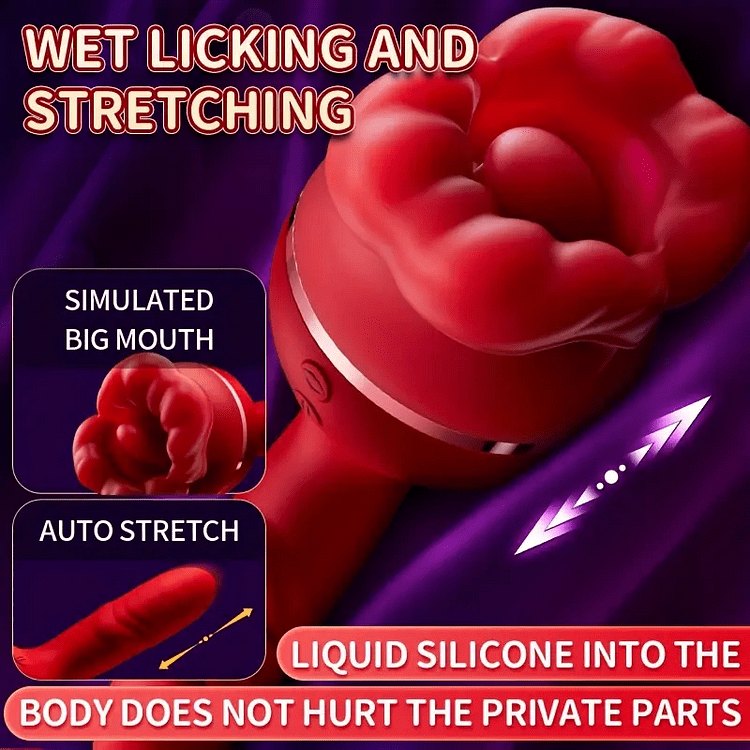 Red rose shaped vibrator with G-spot shaft, photo 4