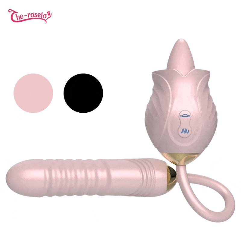 Rose toy with tongue licking head and ribbed wand, photo 1
