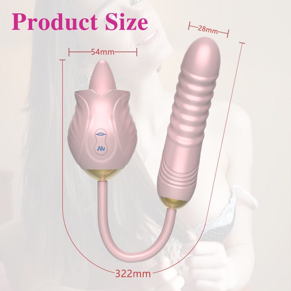 Rose toy with tongue licking head and ribbed wand, photo 10