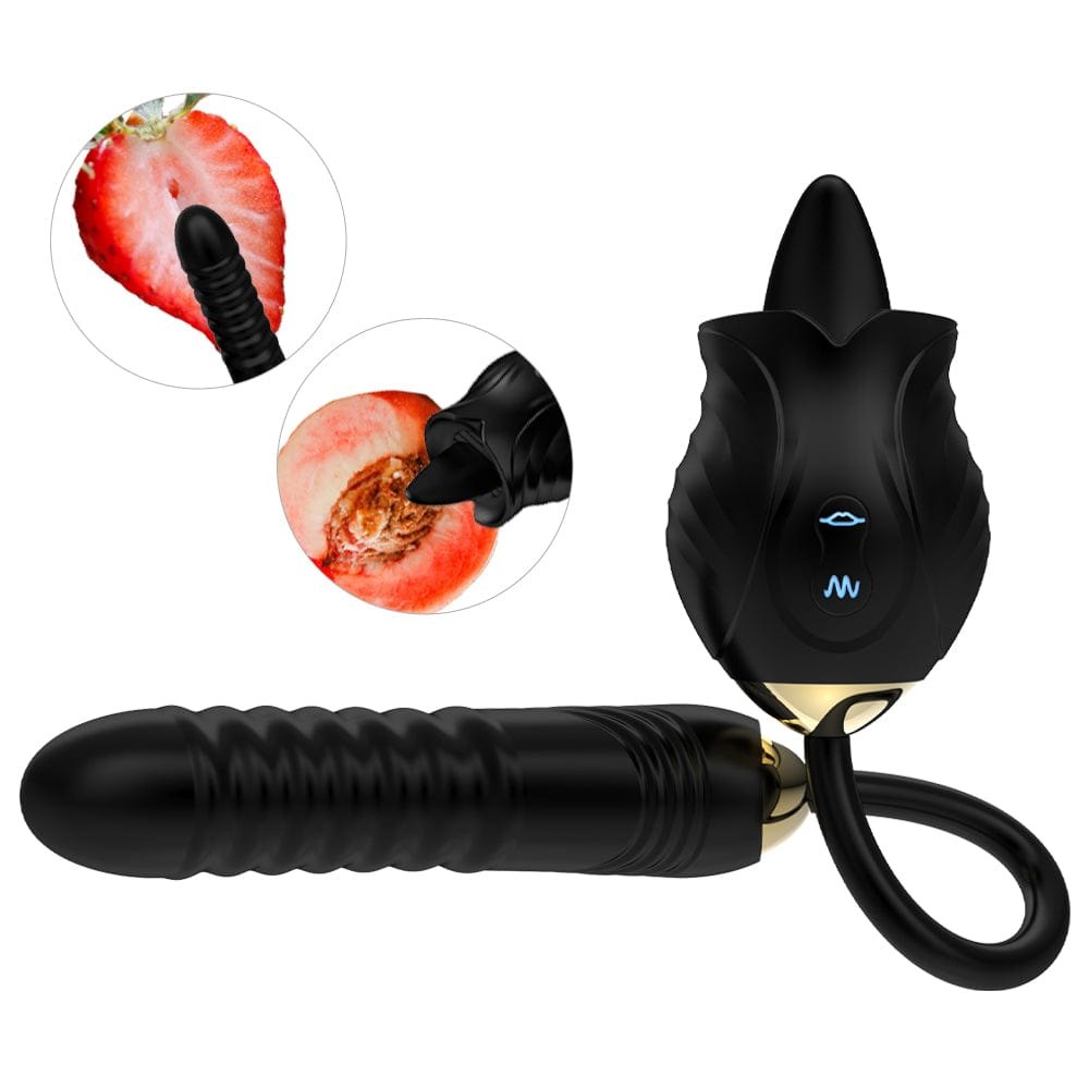 Rose toy with tongue licking head and ribbed wand, photo 11