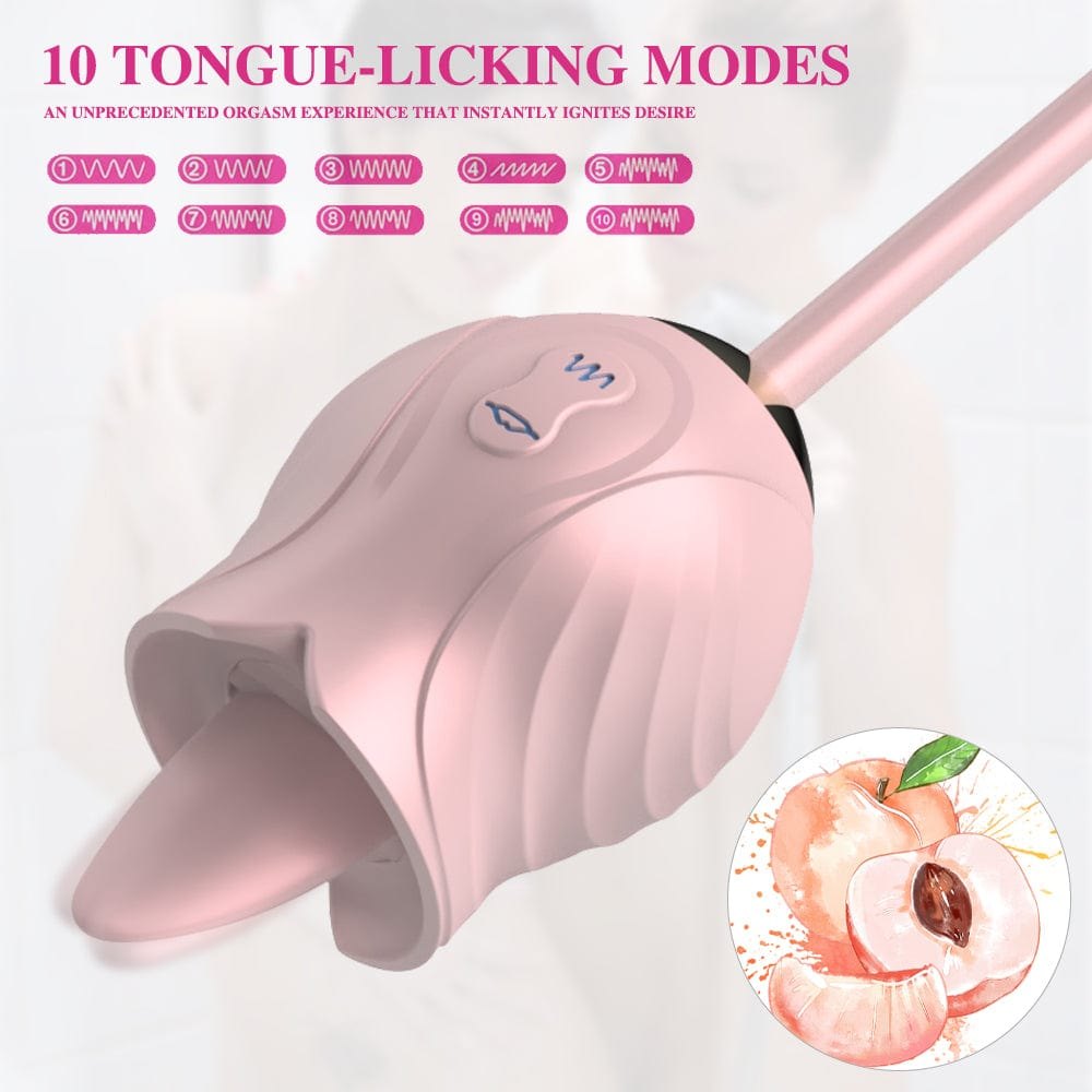 Rose toy with tongue licking head and ribbed wand, photo 3