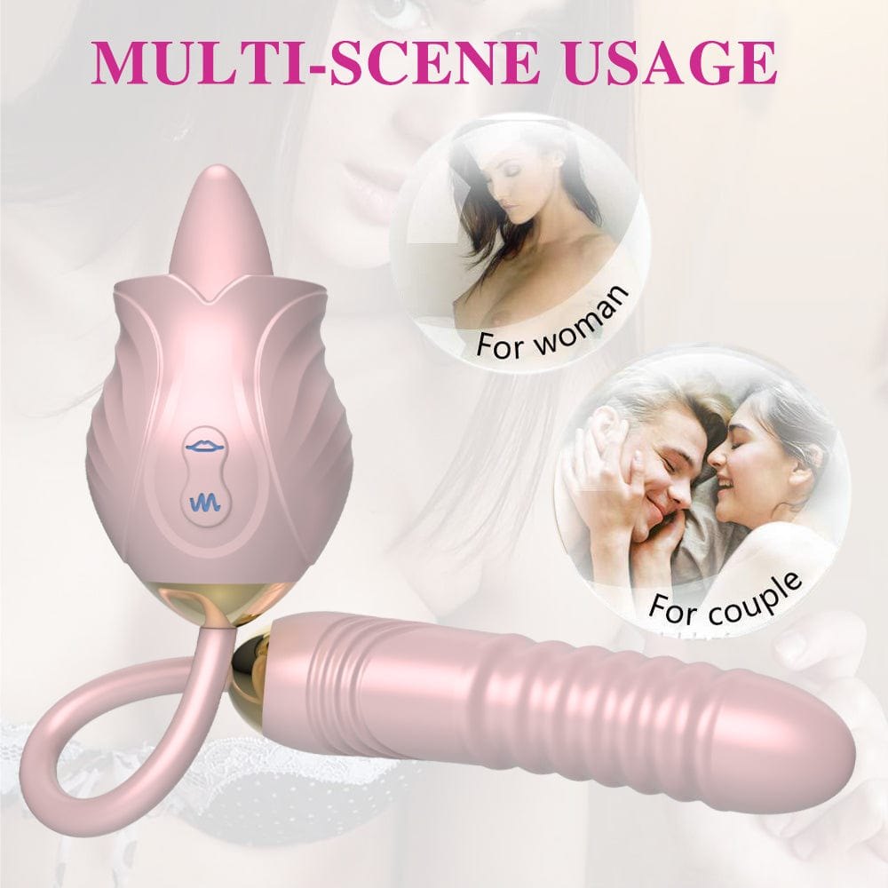 Rose toy with tongue licking head and ribbed wand, photo 5