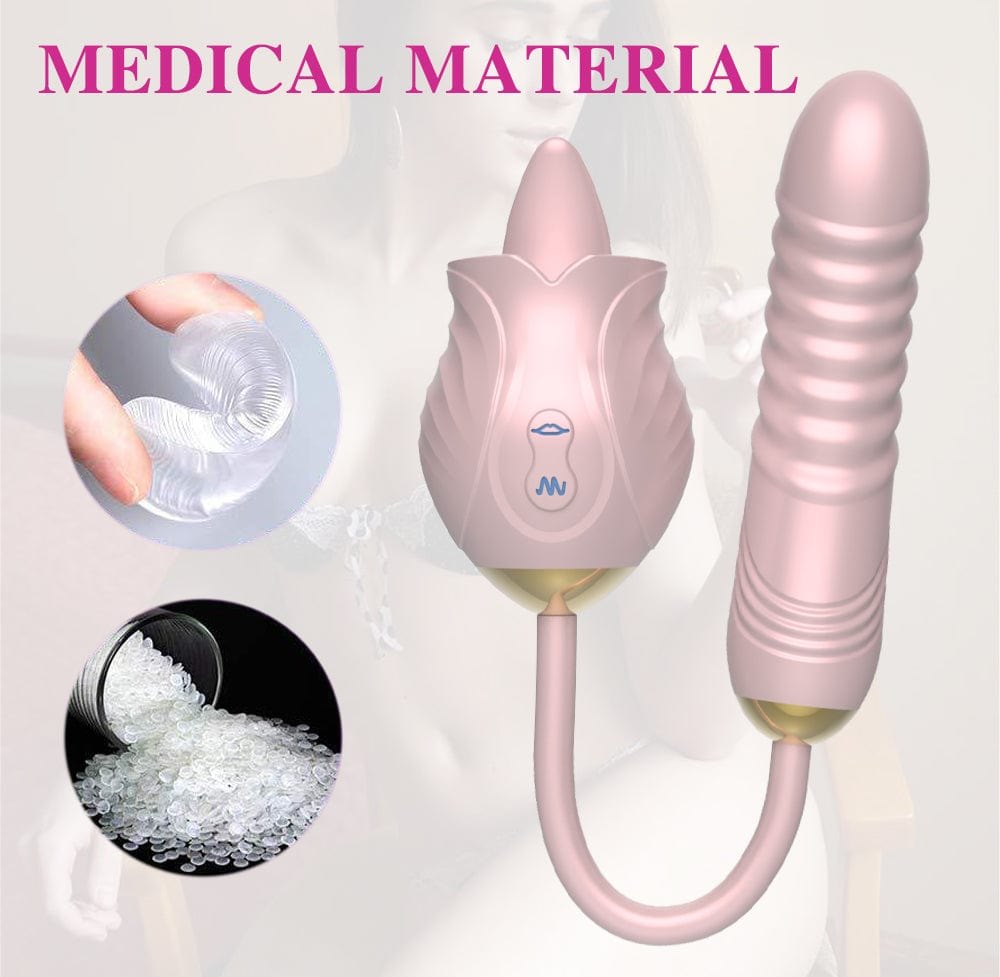 Rose toy with tongue licking head and ribbed wand, photo 6