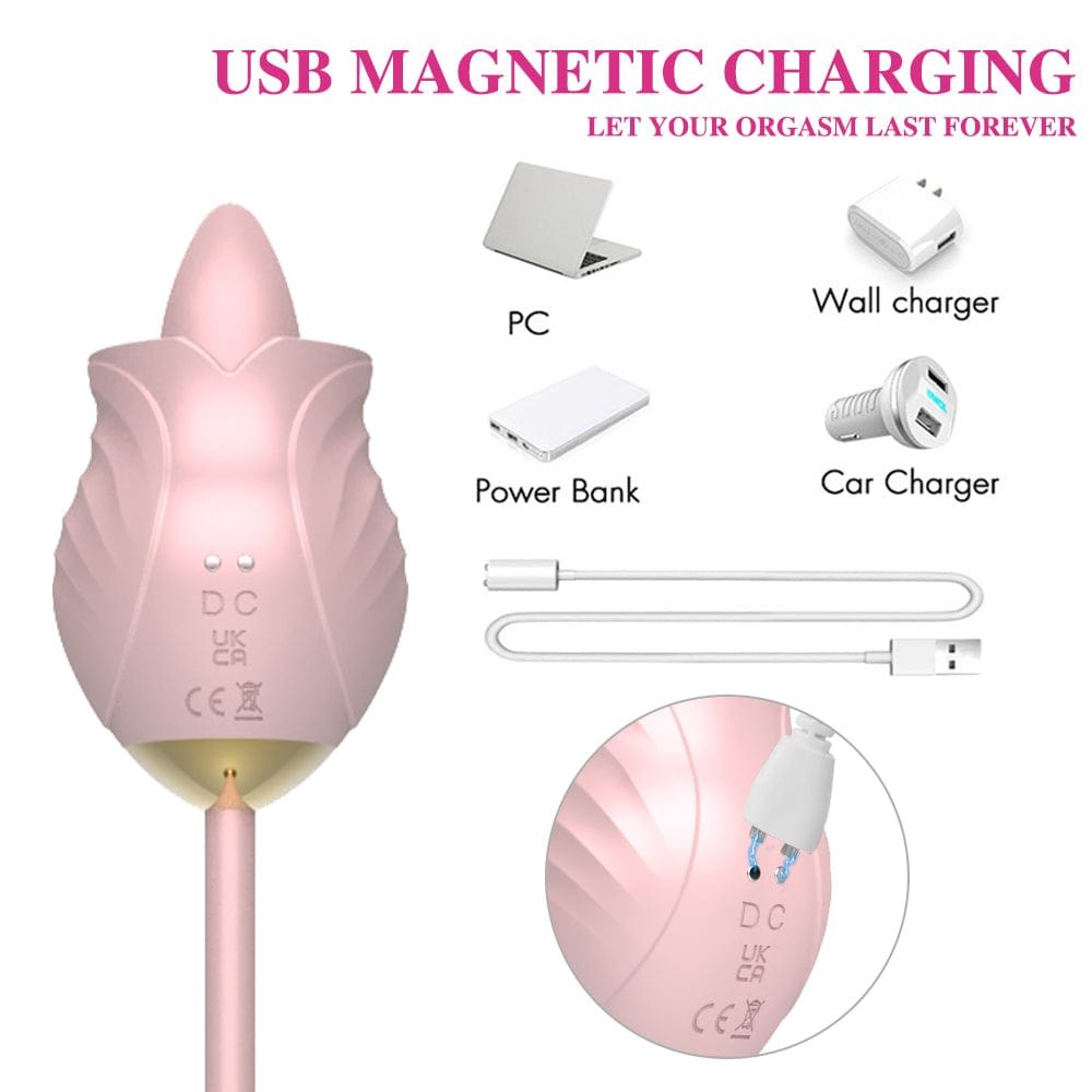 Rose toy with tongue licking head and ribbed wand, photo 9