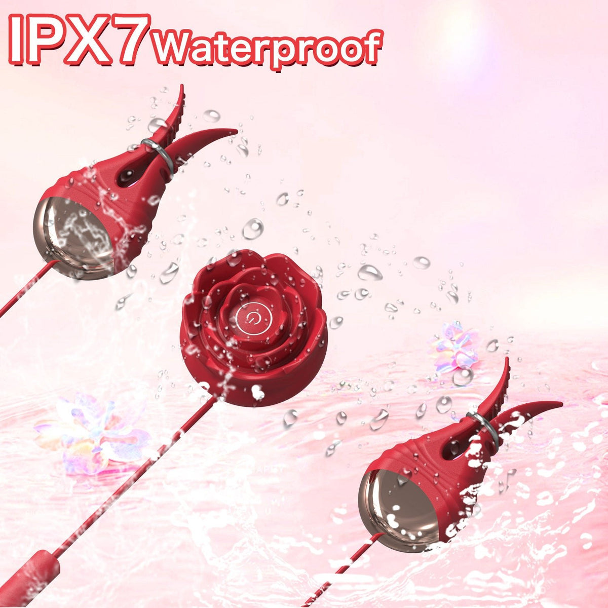 Red rose-shaped vibrating nipple clamps, photo 4