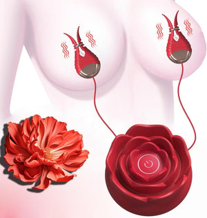 Red rose-shaped vibrating nipple clamps, photo 7