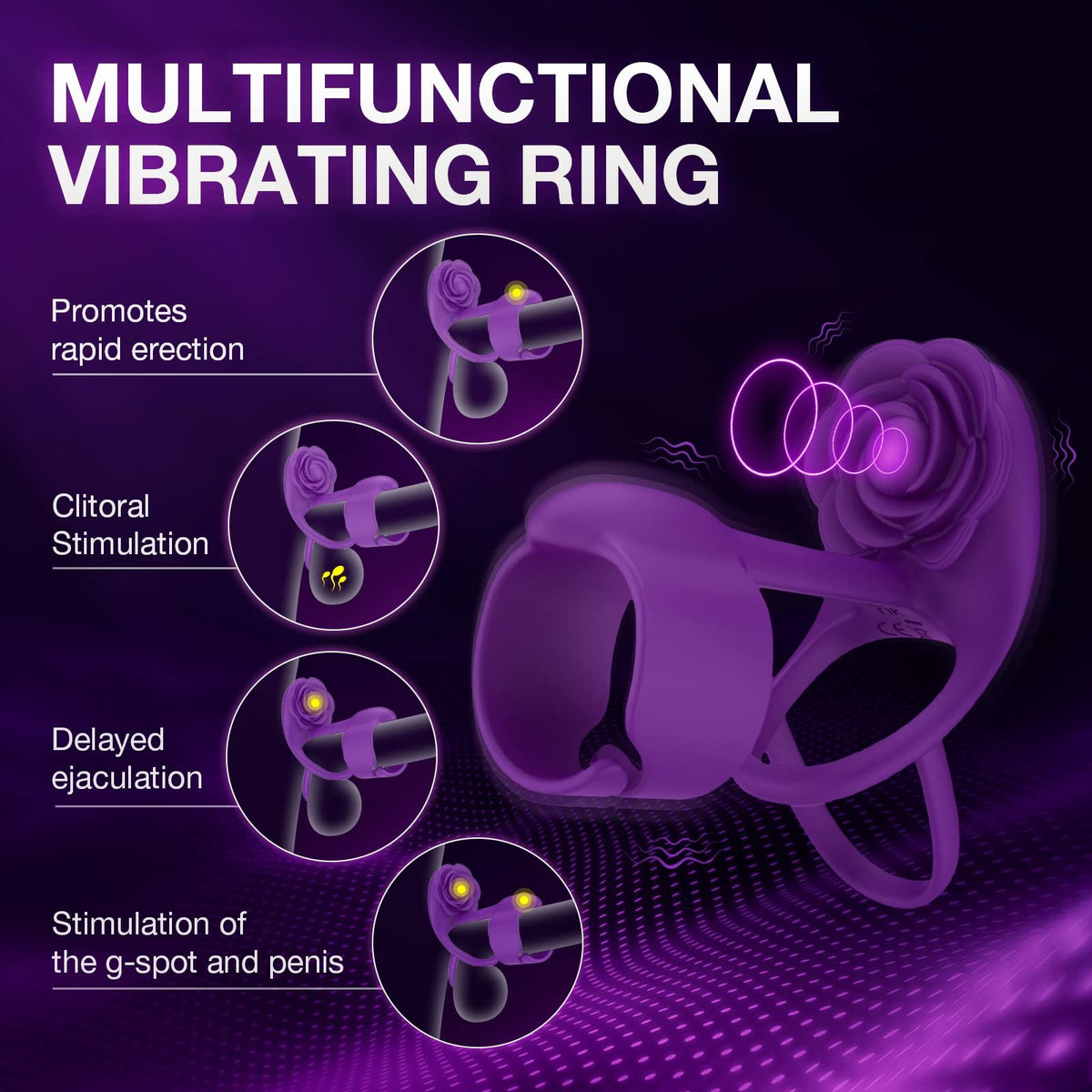 Vibrating rose penis ring with remote control, photo 3