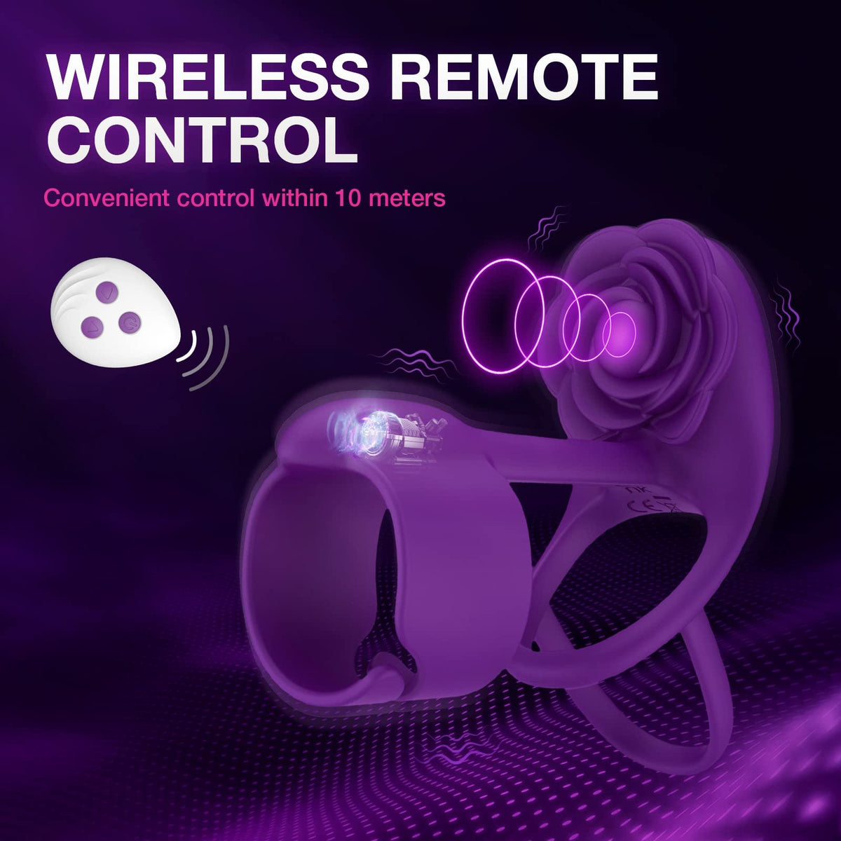 Vibrating rose penis ring with remote control, photo 4