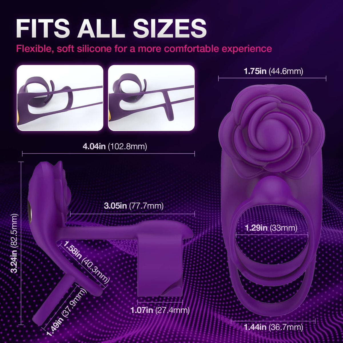 Vibrating rose penis ring with remote control, photo 5