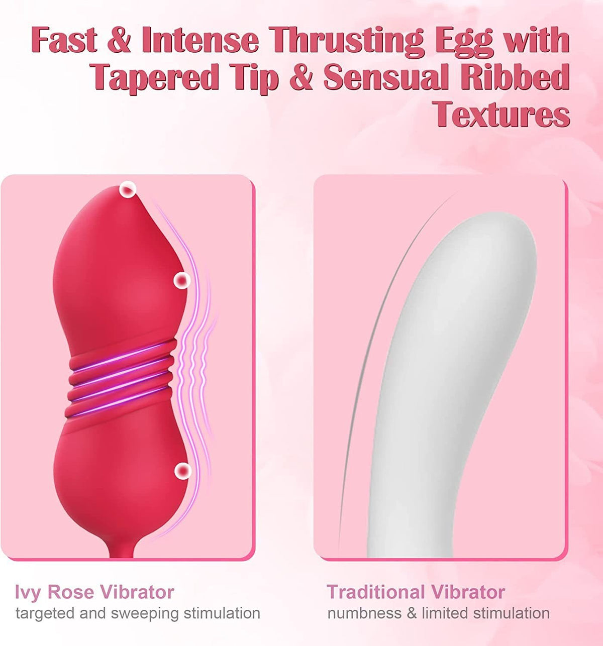 Rose red silicone rose vibrator with telescoping egg, photo 4