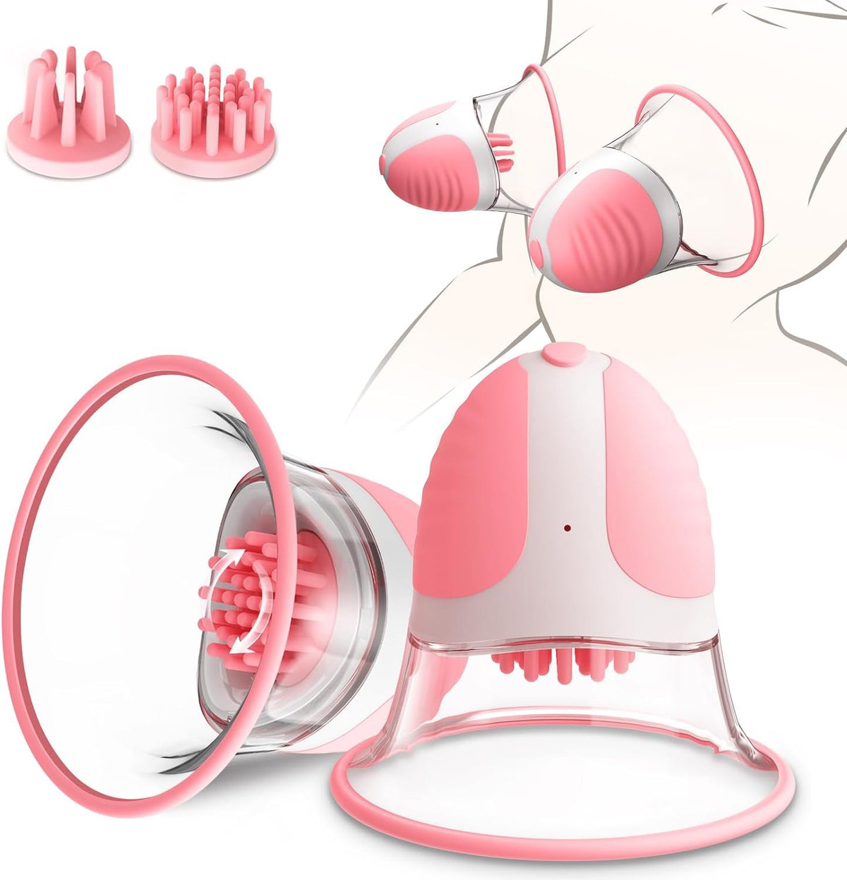 Pink rotating nipple suction massager, photo 1
