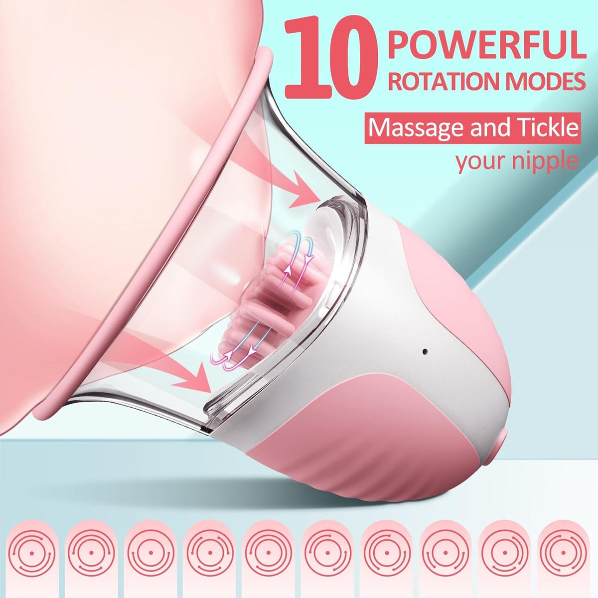 Pink rotating nipple suction massager, photo 2