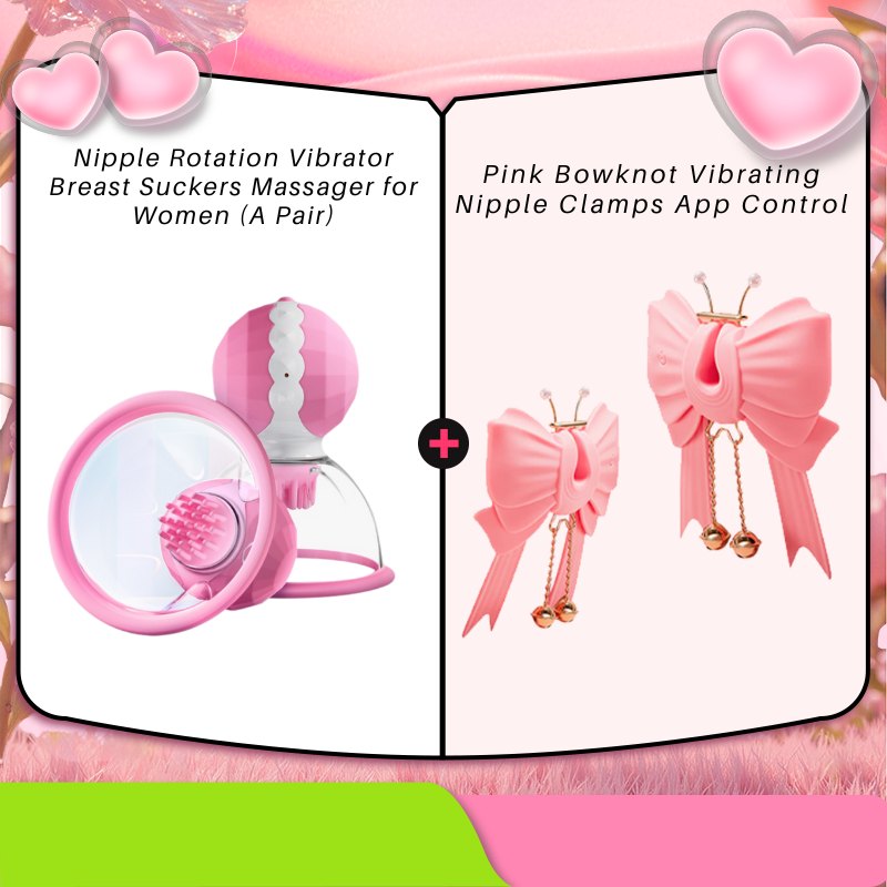 Nipple Rotation Set 1 nipple suction vibrator pair with interchangeable heads