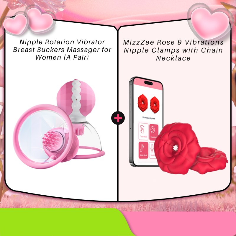 Nipple Rotation Set 2 nipple suction vibrator pair with interchangeable heads