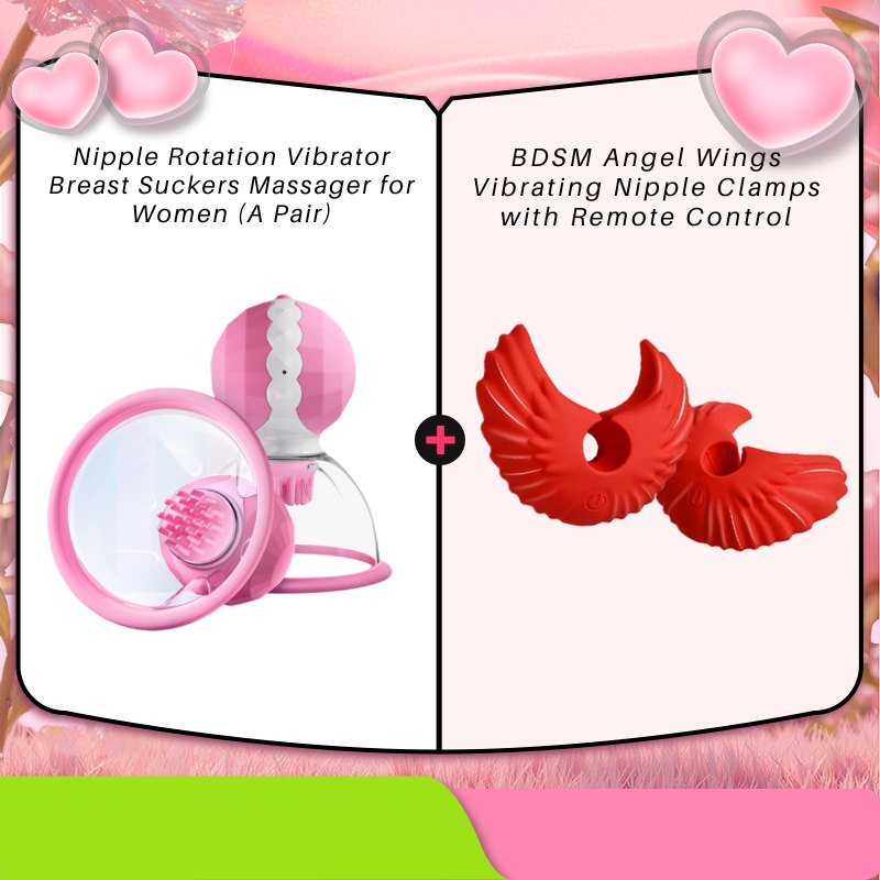 Nipple Rotation Set 3 nipple suction vibrator pair with interchangeable heads