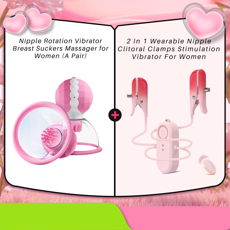 Nipple Rotation Set 4 nipple suction vibrator pair with interchangeable heads