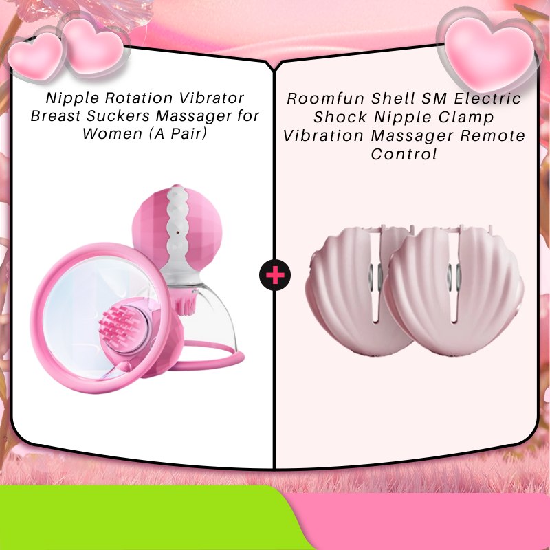 Nipple Rotation Set 5 nipple suction vibrator pair with interchangeable heads