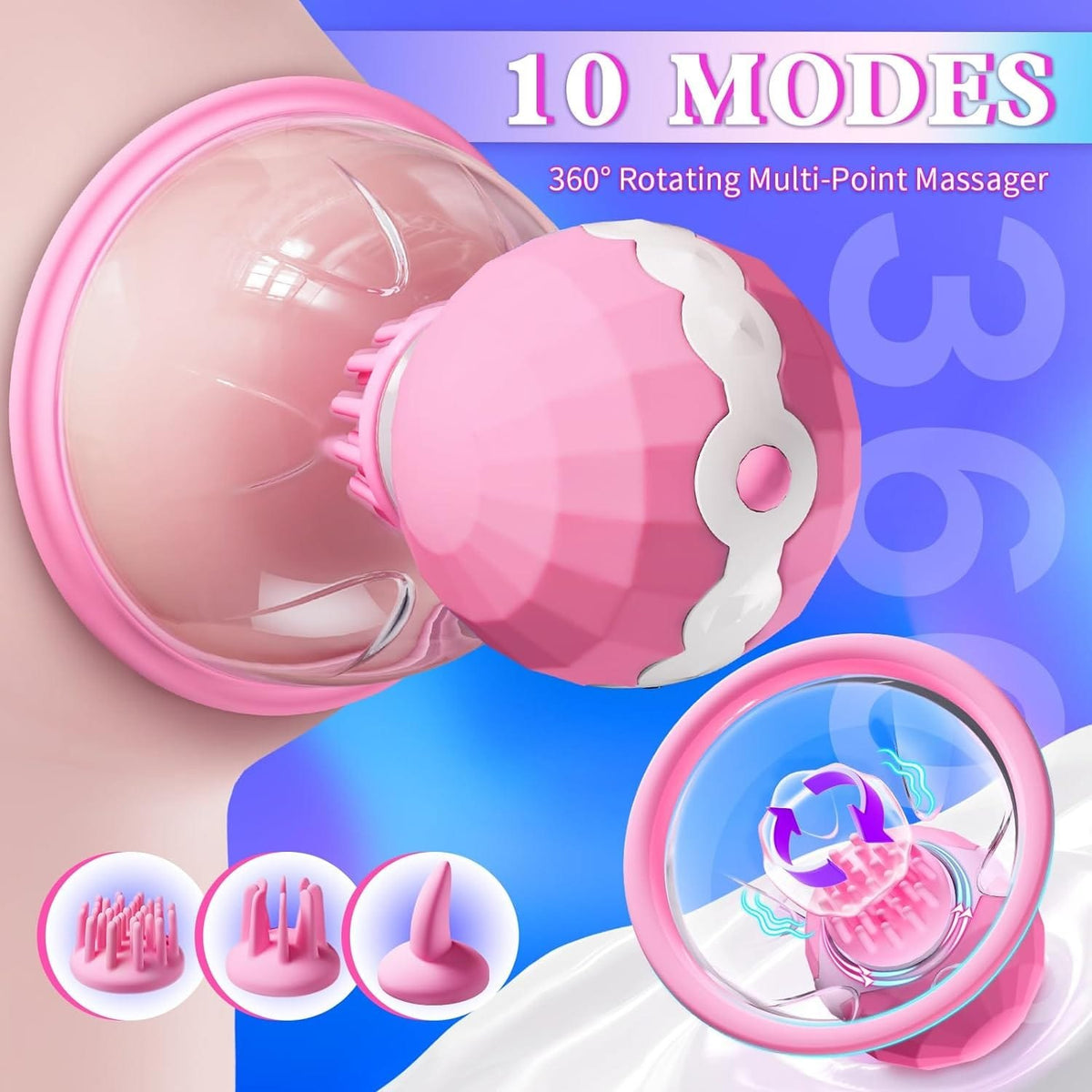 Nipple suction vibrator pair with interchangeable heads, photo 3