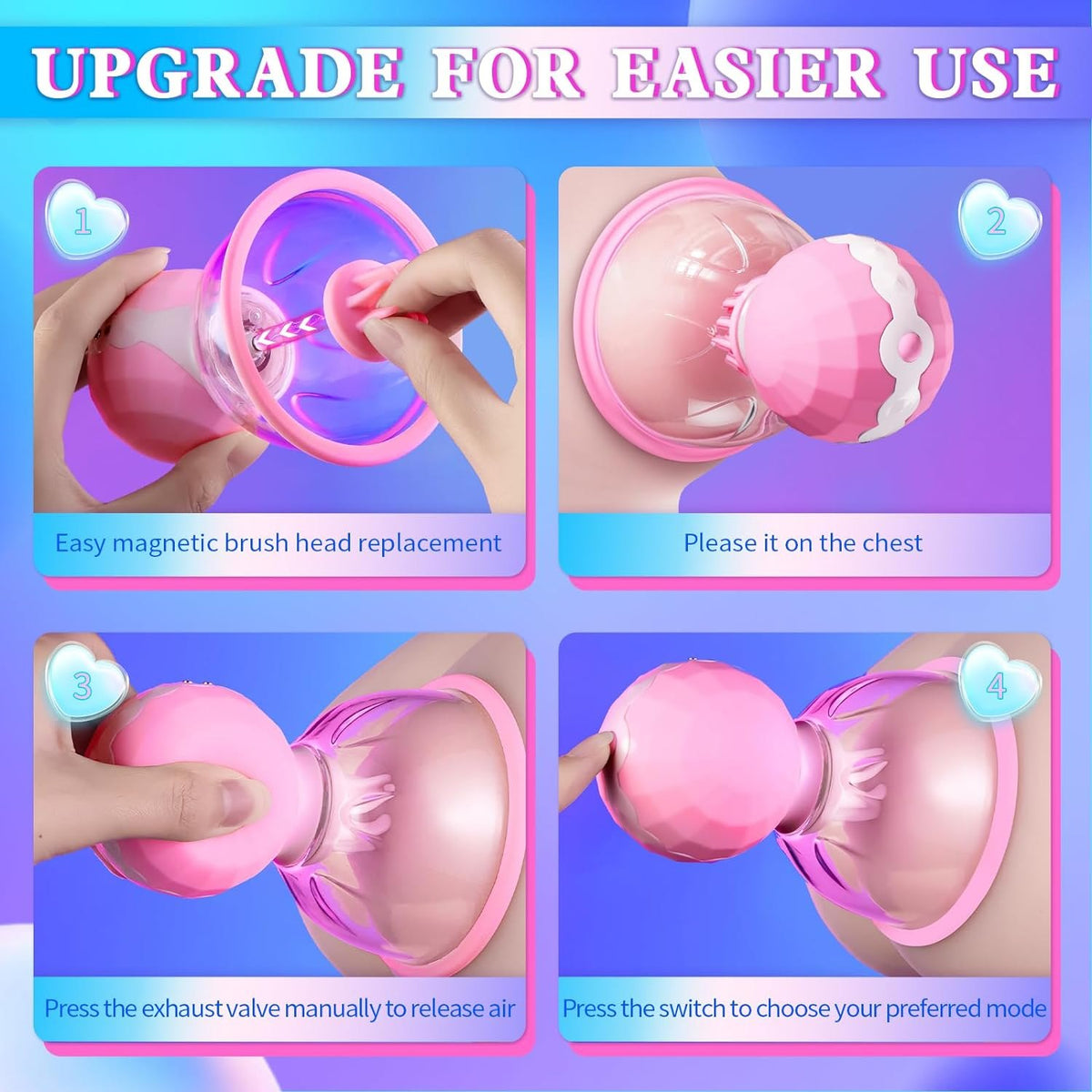 Nipple suction vibrator pair with interchangeable heads, photo 7