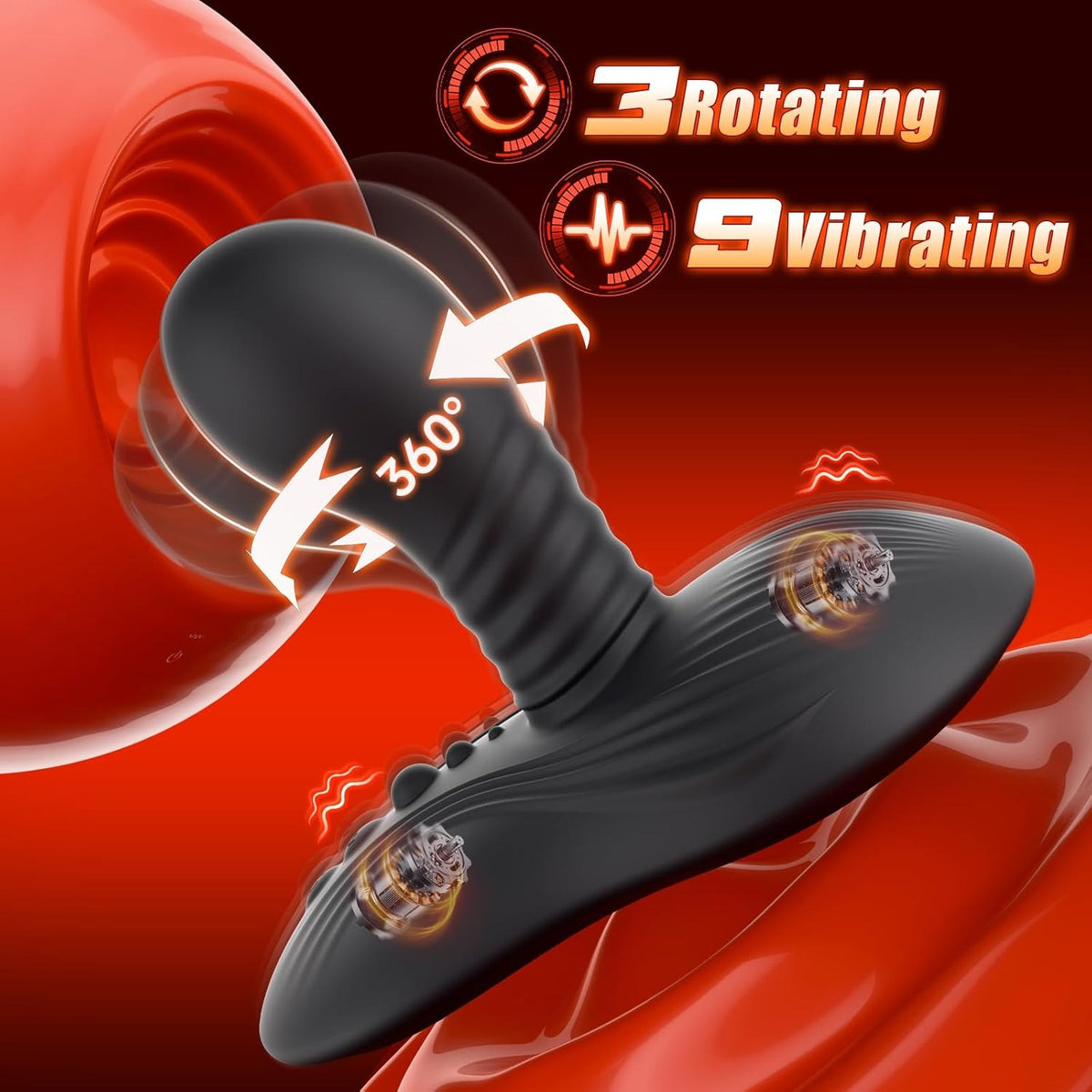 Black rotating prostate massager with suction base, photo 2