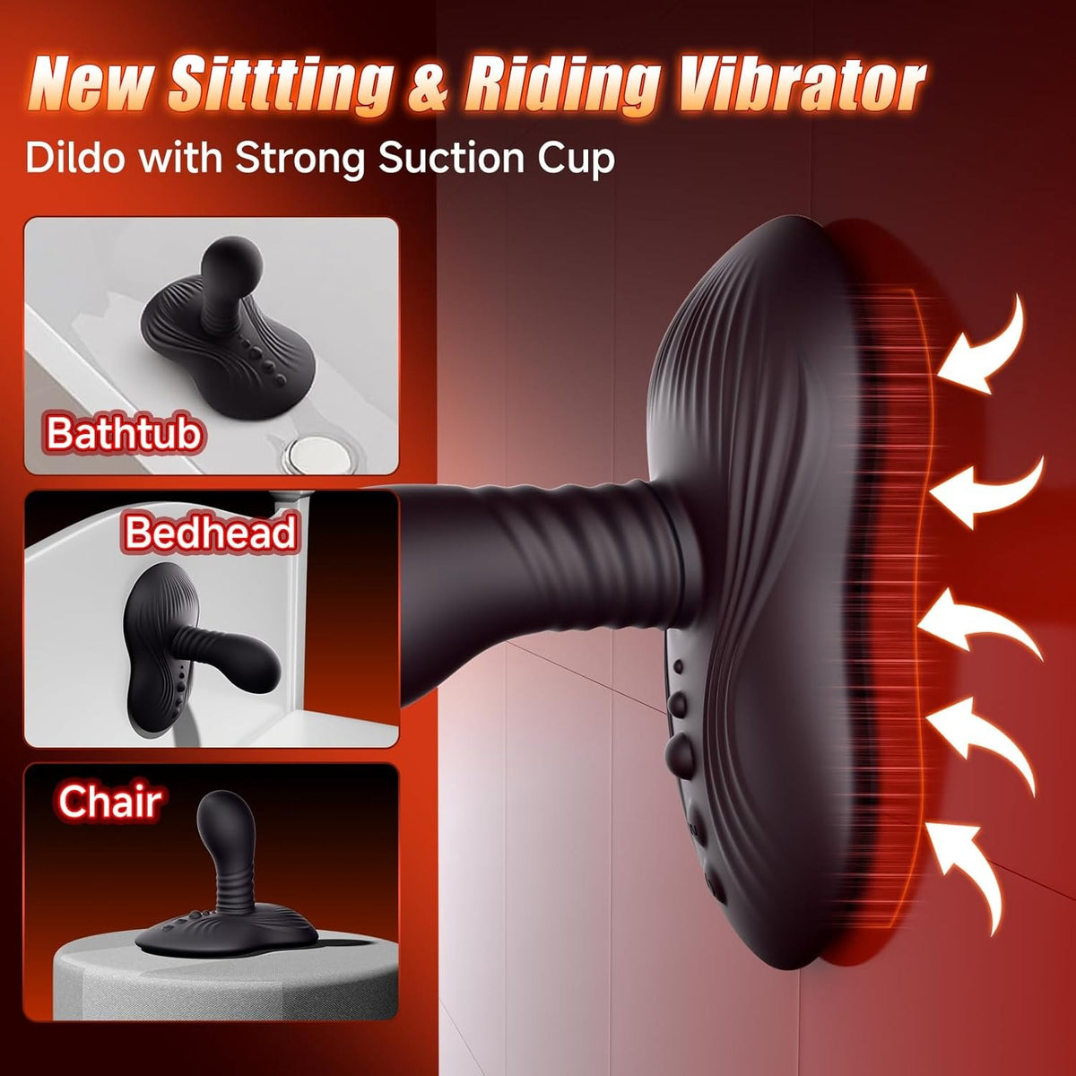 Black rotating prostate massager with suction base, photo 5