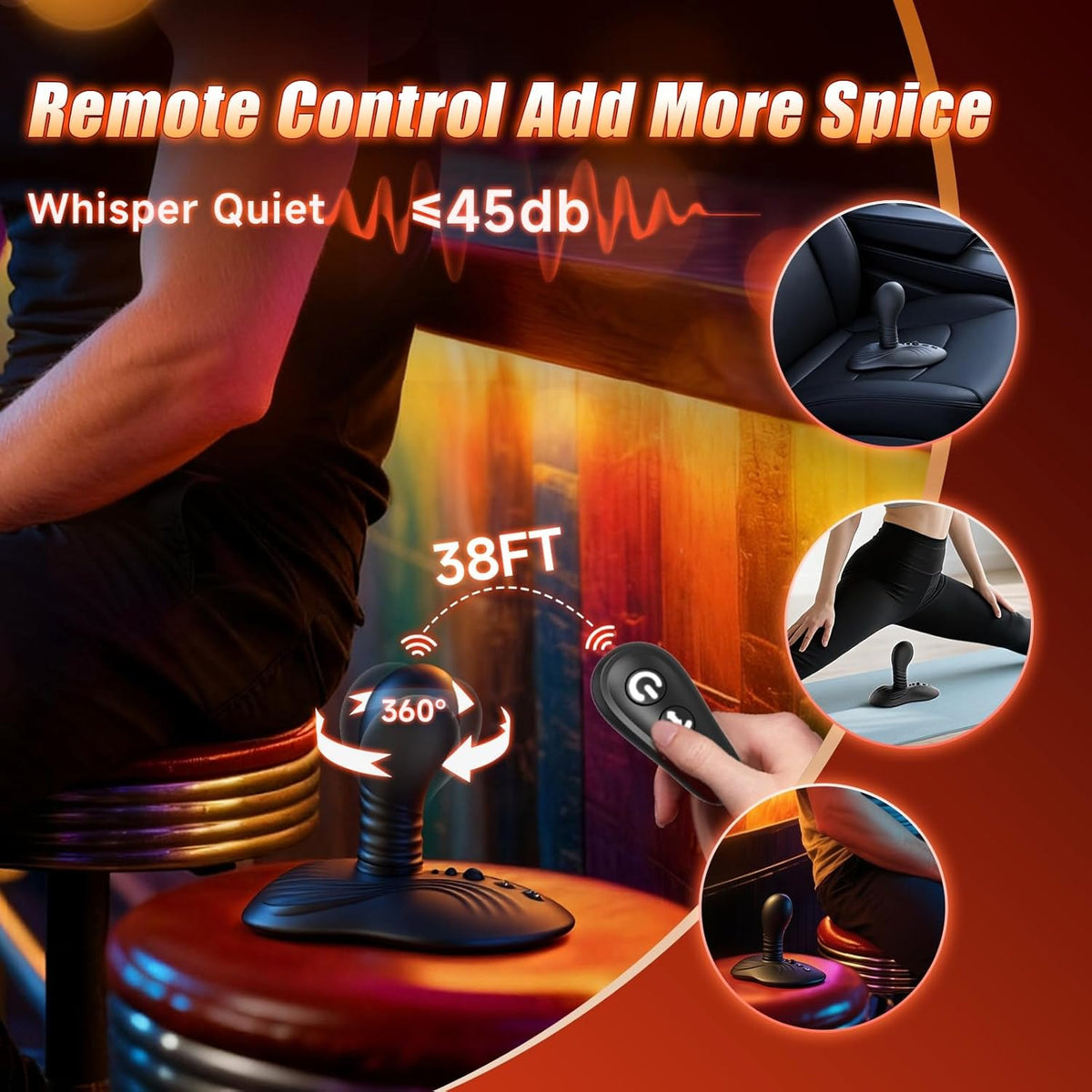 Black rotating prostate massager with suction base, photo 6