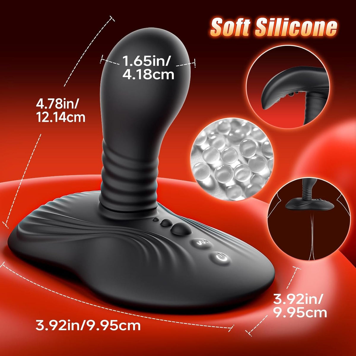 Black rotating prostate massager with suction base, photo 7