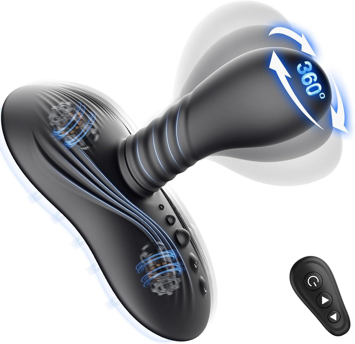 Black rotating prostate massager with suction base, photo 9