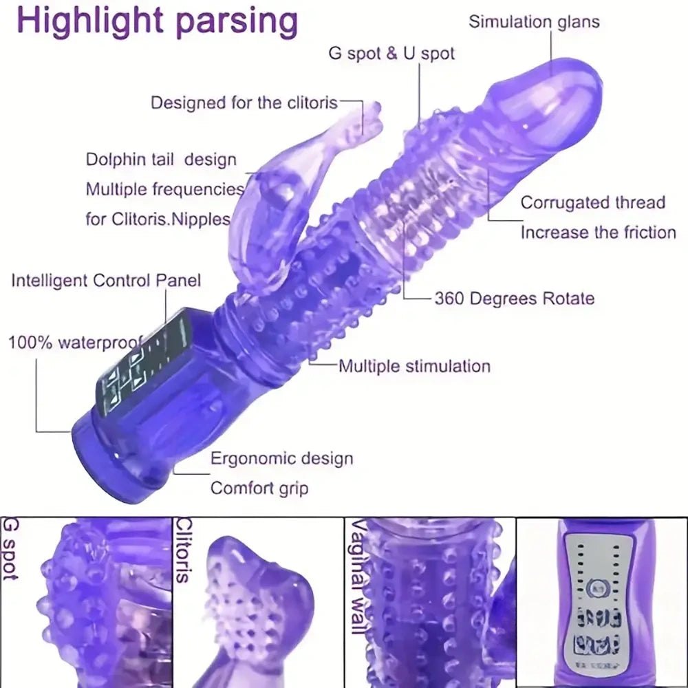 Purple rotating rabbit vibrator, photo 3